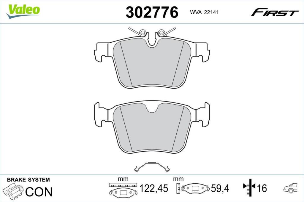 Jogo de 4 pastilhas de travão VALEO ref. 302776
